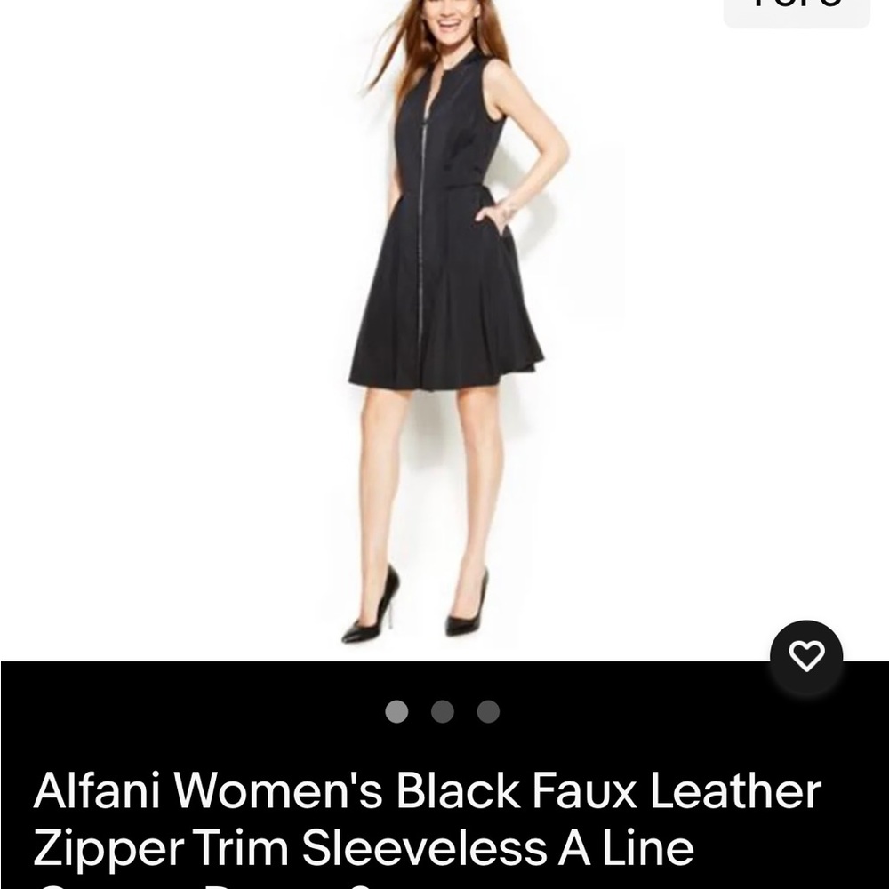 ALFANI zipper trim sleeveless A-line dress black, size 10